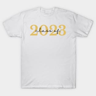 Class Of 2023. Simple Typography Gold and Black Graduation/ Senior 2023 Design. T-Shirt